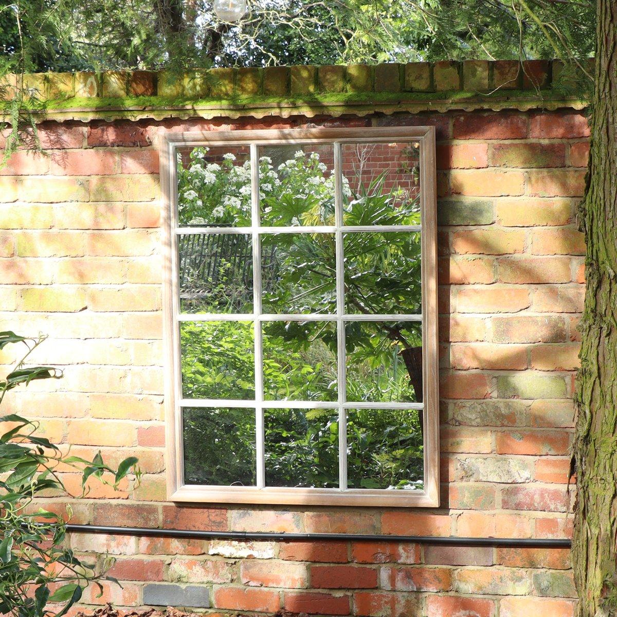 Large Rustic Wooden Window Wall Mirror 120cm X 90cm